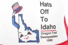 画像5: デッドストック★90s Hats Off To Idaho イラスト ツートン 切り替え メッシュキャップ 赤×グレー (5)