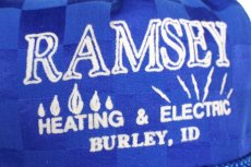 画像5: デッドストック★90s RAMSEY HEATING & ELECTRIC フロッキープリント チェッカーフラッグ キャップ 青 (5)