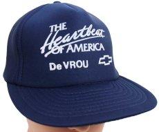 画像1: デッドストック★90s THE Heartbeat OF AMERICA シボレー ロゴ 発泡プリント キャップ 紺 (1)