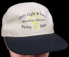 画像1: デッドストック★90s Unity Light & Power Member Owned ツートン 切り替え コットンキャップ 生成り×黒 (1)