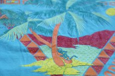 画像5: 90s USA製 ARIZONA ヤシの木 発泡プリント アート コットン タンクトップ 水色 M (5)
