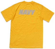 画像3: デッドストック★USA製 NAVY 両面リフレクタープリント ポリエステル Tシャツ 黄 S (3)