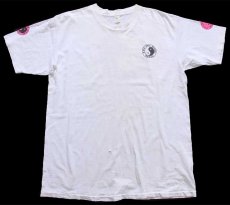 画像2: 80s USA製 Town & Country T&C Surf Designs Hawaii 陰陽 ロゴ 蛍光プリント コットンTシャツ ボロ 白 XL (2)
