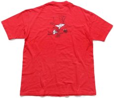画像3: 80s USA製 Hanes WORLD FAMOUS SCREWBIRDS VS-33 両面プリント コットンTシャツ 赤 XL (3)