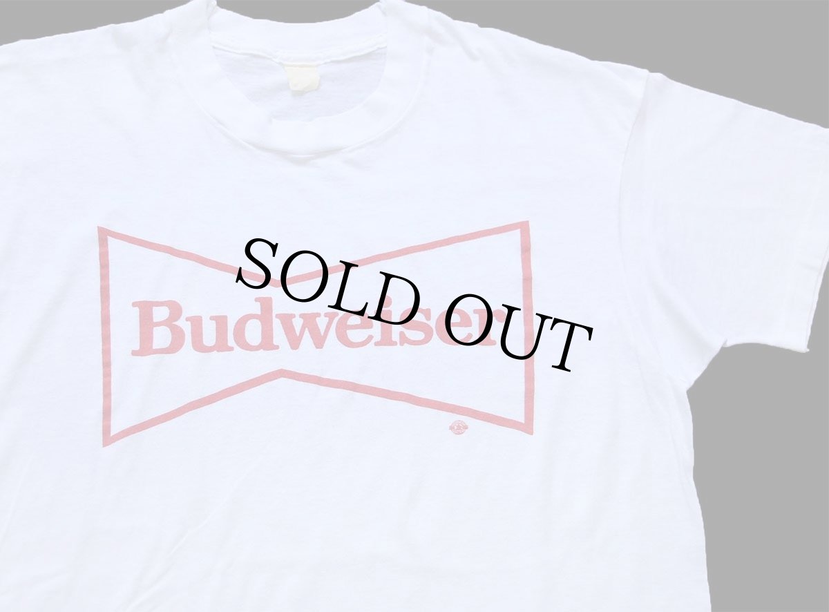 画像1: 80s Budweiserバドワイザー ビッグロゴ Tシャツ 白 (1)