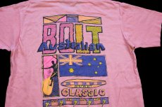画像4: 80s USA製 LIGHTNING BOLT ライトニングボルト Australian サーフィン アート コットンTシャツ ピンク L (4)