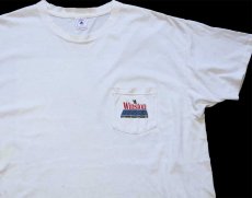 画像3: 90s USA製 Winston WINNERS CLUB PROTECT AMERICA'S EAGLES イーグル アート コットン ポケットTシャツ ボロ 白 XL (3)