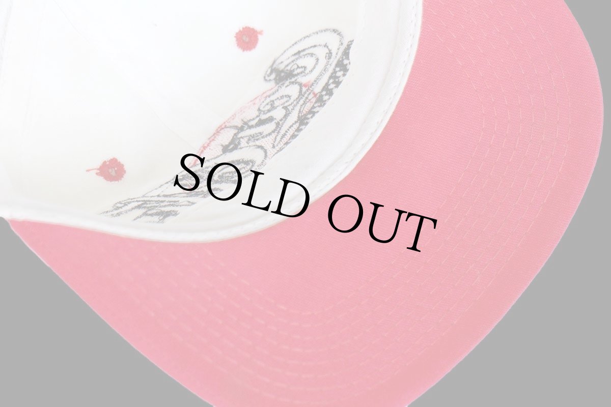 画像9: 90s USA製 Coca-Cola RACING コカコーラ ロゴ チェッカーフラッグ 刺繍 ツートン 切り替え コットンキャップ 白×赤 (9)