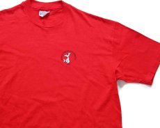 画像1: 80s USA製 Hanes WORLD FAMOUS SCREWBIRDS VS-33 両面プリント コットンTシャツ 赤 XL (1)
