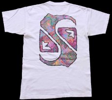 画像1: 90s USA製 Quiksilver アート 両面プリント コットンTシャツ 白 M (1)
