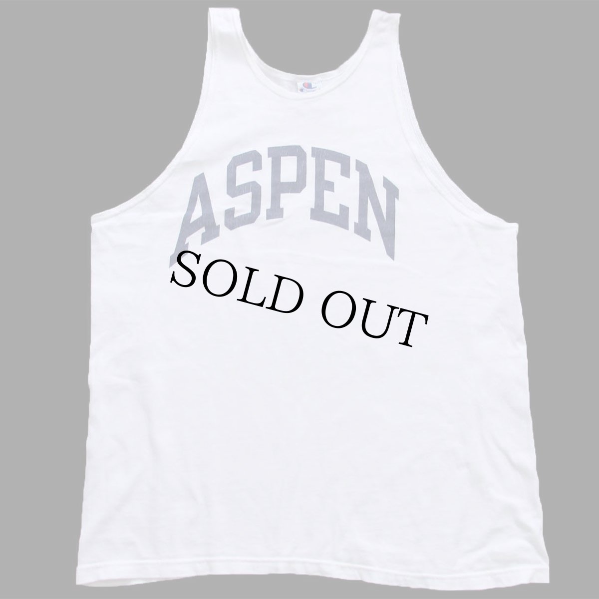 画像2: 90s USA製 Championチャンピオン ASPEN ひび割れプリント コットン タンクトップ 白 L (2)