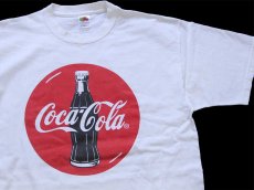 画像1: 00s USA製 Coca-Colaコカコーラ ロゴ コットンTシャツ 白 XL (1)
