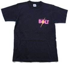 画像2: 80s USA製 LIGHTNING BOLT ライトニングボルト サーフィン イナズマ アート 蛍光プリント コットンTシャツ 黒 M (2)
