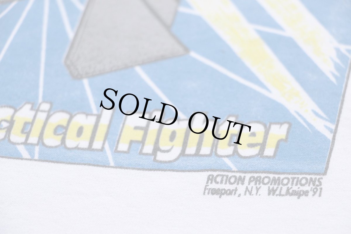 画像5: 90s U.S.AIR FORCE F-22 Pratt&Whitney ステルス戦闘機 蛍光プリント コットンTシャツ 白 (5)