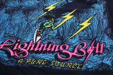 画像4: 80s USA製 LIGHTNING BOLT ライトニングボルト サーフィン イナズマ アート 蛍光プリント コットンTシャツ 黒 M (4)
