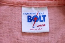 画像5: 80s USA製 LIGHTNING BOLT ライトニングボルト Australian サーフィン アート コットンTシャツ ピンク L (5)