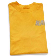 画像1: デッドストック★USA製 NAVY 両面リフレクタープリント ポリエステル Tシャツ 黄 S (1)
