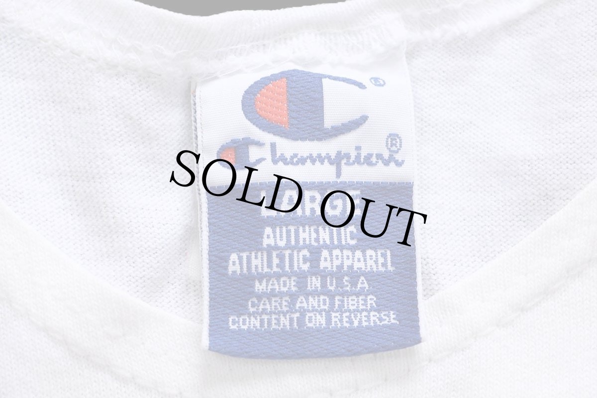 画像4: 90s USA製 Championチャンピオン ASPEN ひび割れプリント コットン タンクトップ 白 L (4)