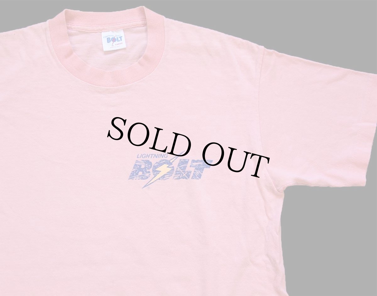 画像3: 80s USA製 LIGHTNING BOLT ライトニングボルト Australian サーフィン アート コットンTシャツ ピンク L (3)