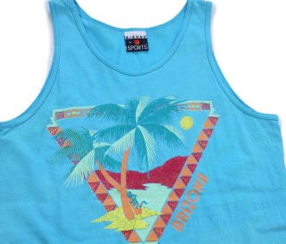 80s USA製 DAYTONA BEACH 発泡プリント タンクトップ ショート丈