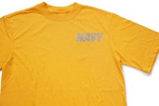 画像4: デッドストック★USA製 NAVY 両面リフレクタープリント ポリエステル Tシャツ 黄 S (4)