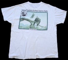 画像1: 90s USA製 Winston WINNERS CLUB PROTECT AMERICA'S EAGLES イーグル アート コットン ポケットTシャツ ボロ 白 XL (1)