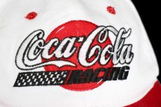 画像5: 90s USA製 Coca-Cola RACING コカコーラ ロゴ チェッカーフラッグ 刺繍 ツートン 切り替え コットンキャップ 白×赤 (5)
