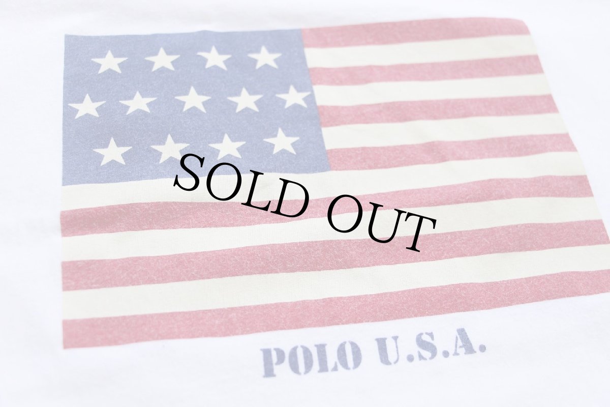 画像5: 90s USA製 POLO SPORT ポロ スポーツ ラルフローレン 星条旗 コットンTシャツ 白 L (5)
