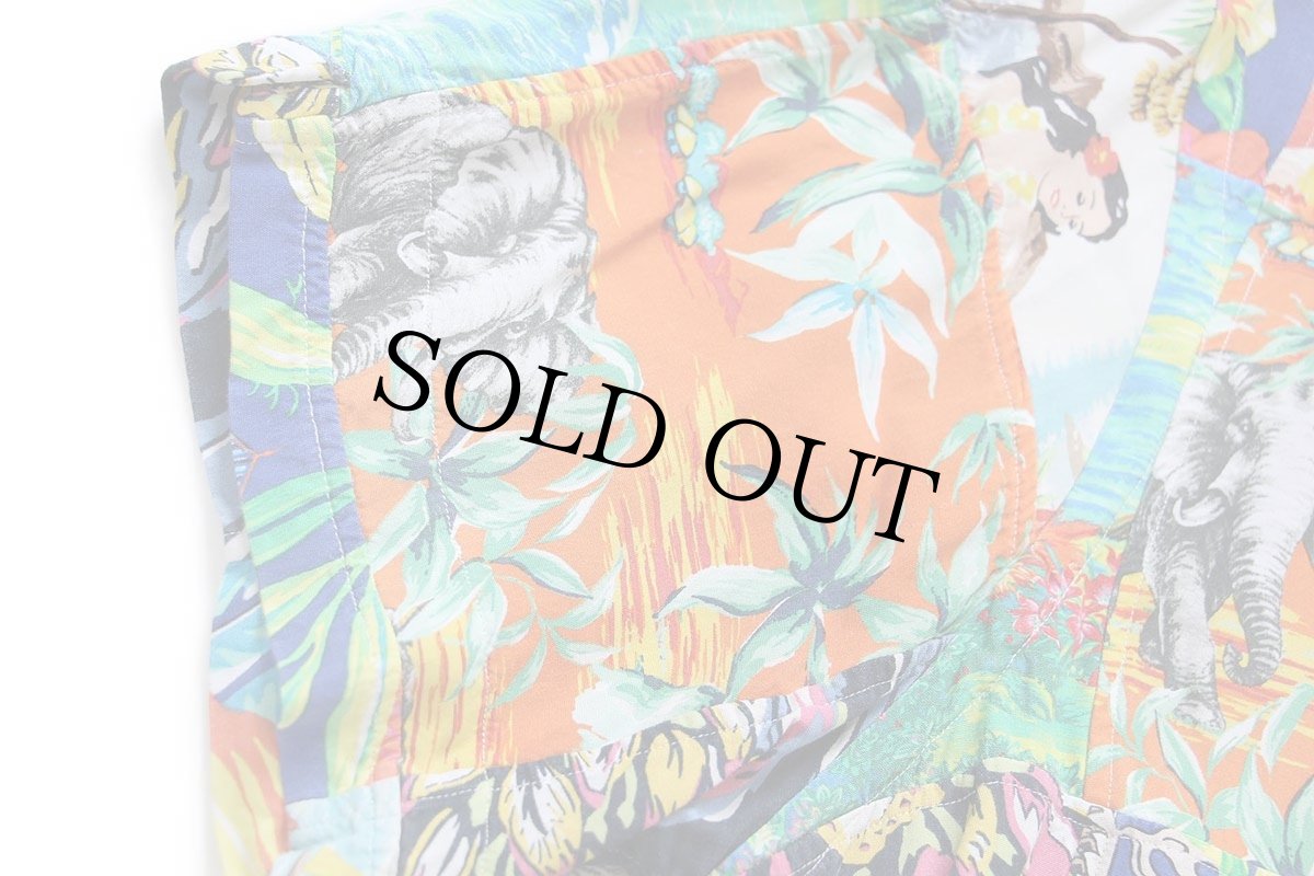 画像6: ポロ ラルフローレン パッチワーク オープンカラー レーヨン アロハシャツ L (6)