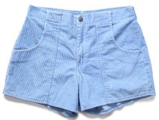 画像1: 80s USA製 OP ocean pacific オーシャンパシフィック 太畝 コーデュロイ ショートパンツ 水色 32★ショーツ (1)