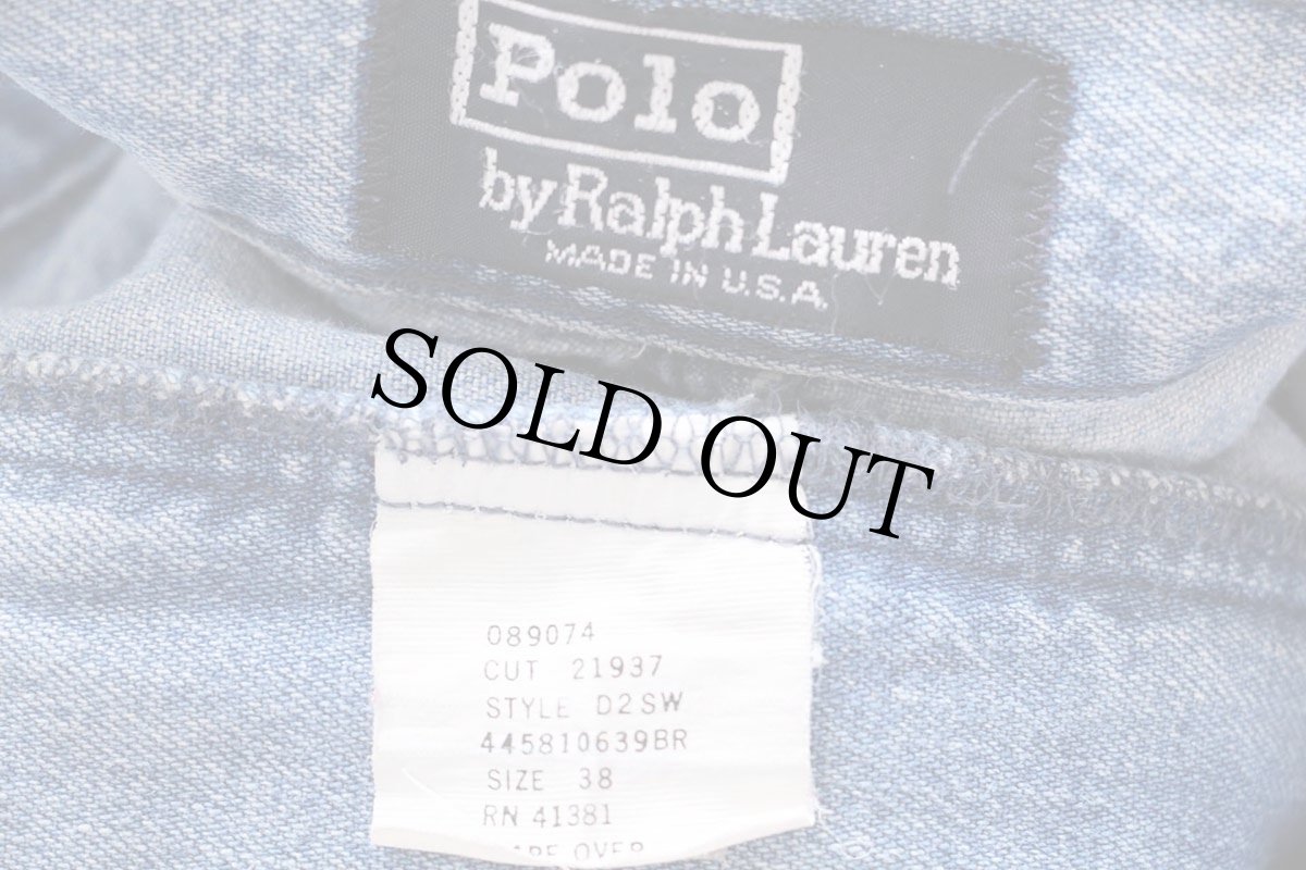 画像4: 80s USA製 ポロ ラルフローレン ツータック デニム ショートパンツ 38★ショーツ (4)