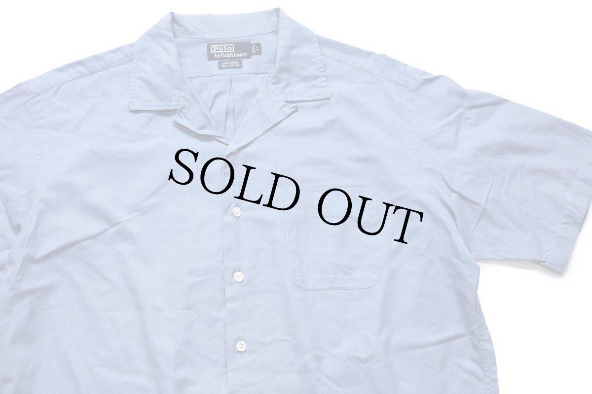 画像3: 90s ポロ ラルフローレン CALDWELL 半袖 オープンカラー コットンシャツ サックス L (3)