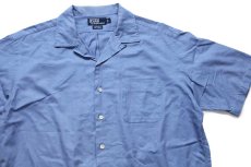 画像3: 90s ポロ ラルフローレン CALDWELL 半袖 オープンカラー コットンシャツ サックス L (3)