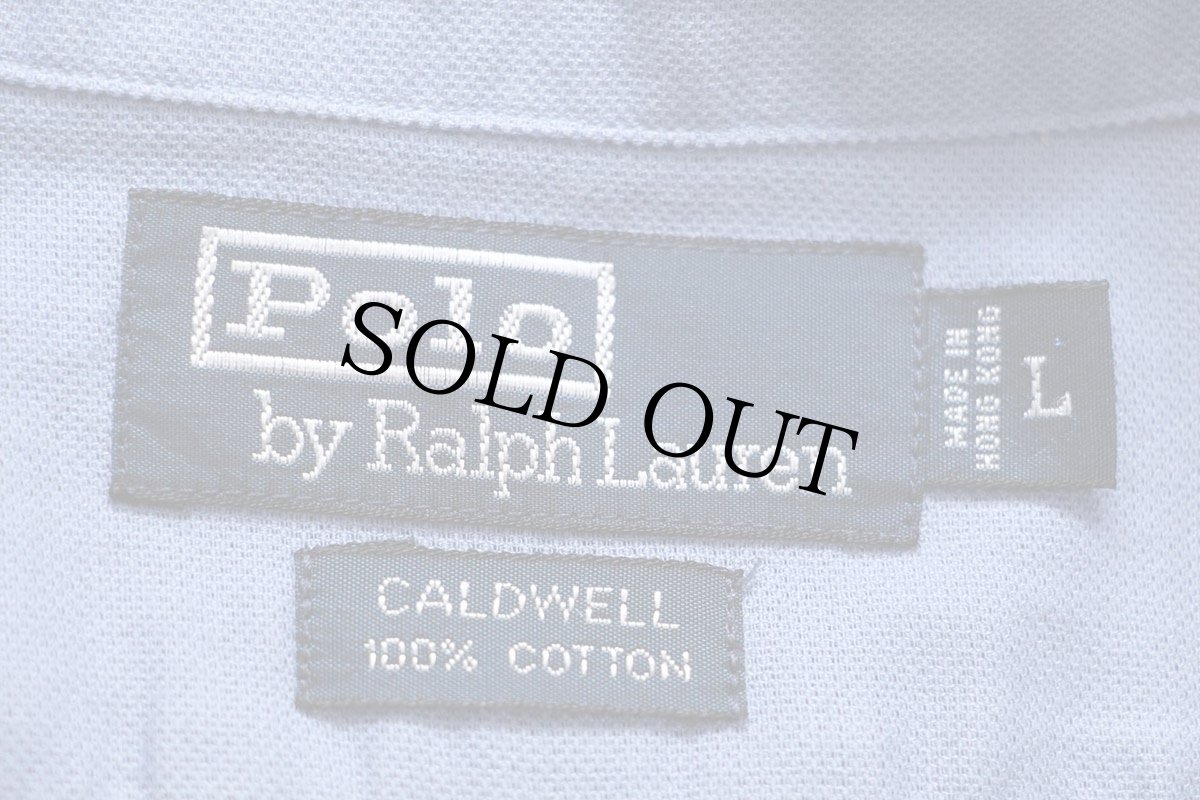 画像4: 90s ポロ ラルフローレン CALDWELL 半袖 オープンカラー コットンシャツ サックス L (4)