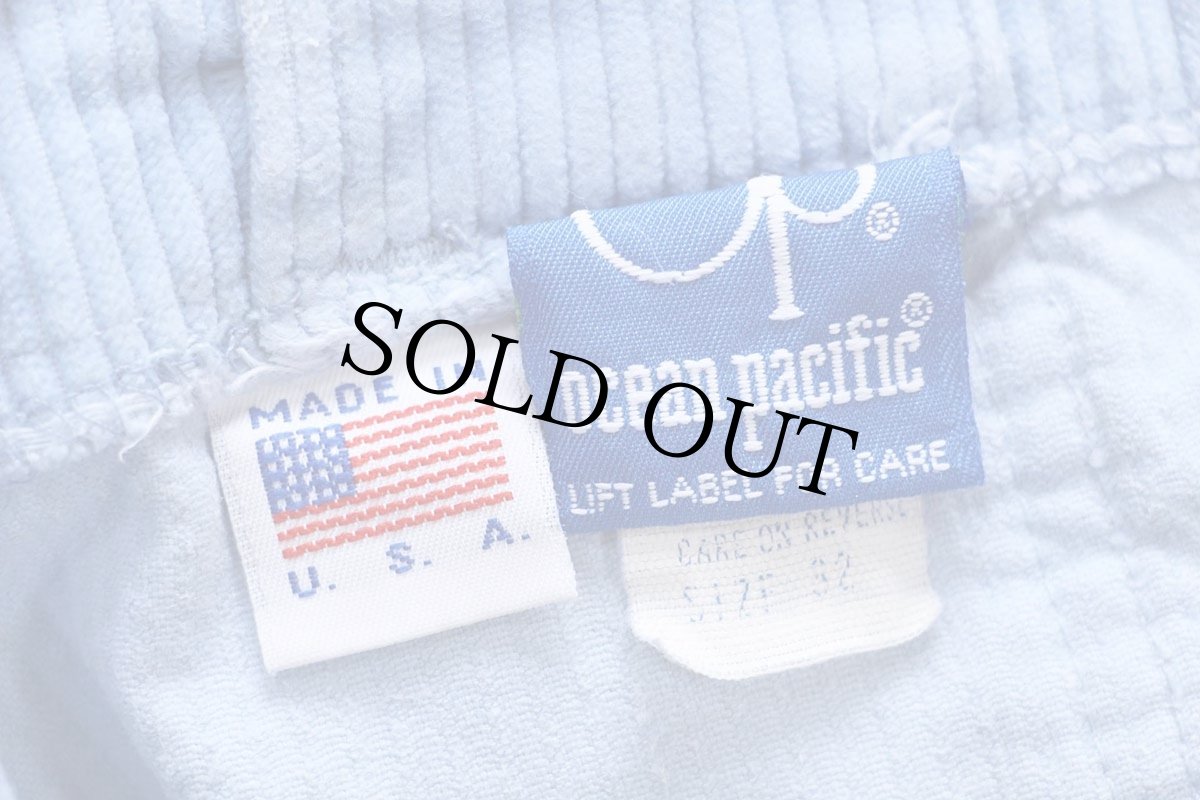 画像4: 80s USA製 OP ocean pacific オーシャンパシフィック 太畝 コーデュロイ ショートパンツ 水色 32★ショーツ (4)