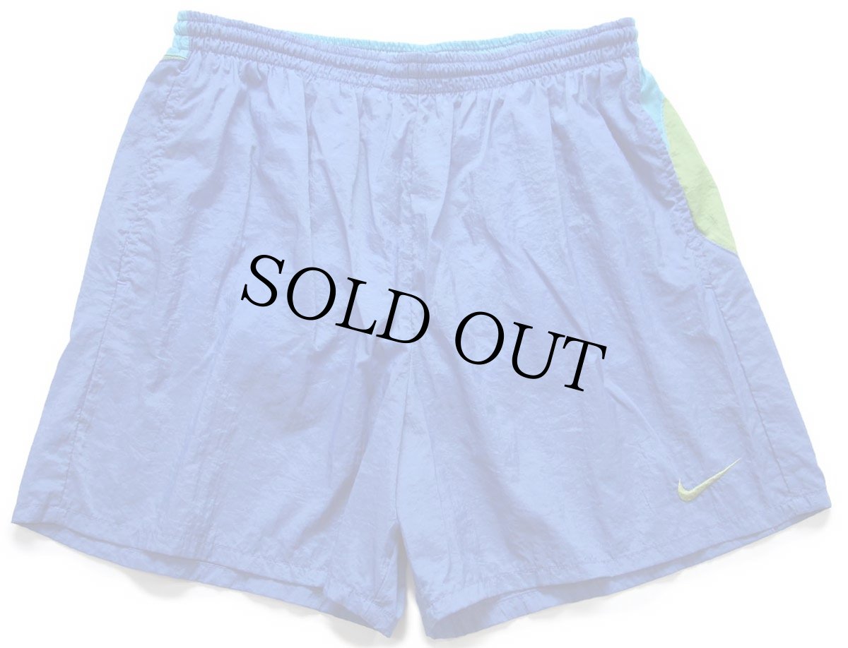 画像2: 90s NIKEナイキ スウッシュ マルチカラー 切り替え ナイロン ショートパンツ L★ショーツ (2)