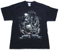 画像2: 00s Disneyディズニー PIRATES of the CARIBBEANパイレーツオブカリビアン スカル コットンTシャツ 黒 L (2)