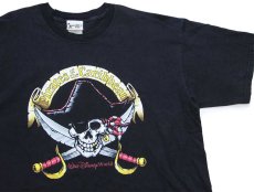 画像1: 00s Disneyディズニー Pirates of the Caribbeanパイレーツオブカリビアン スカル コットンTシャツ 黒 XL (1)