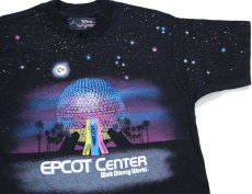 画像1: 90s USA製 Disneyディズニー EPCOT CENTER Walt Disney World 星空 アート オールオーバープリント コットンTシャツ 黒 M (1)