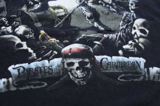 画像5: 00s Disneyディズニー PIRATES of the CARIBBEANパイレーツオブカリビアン スカル コットンTシャツ 黒 L (5)