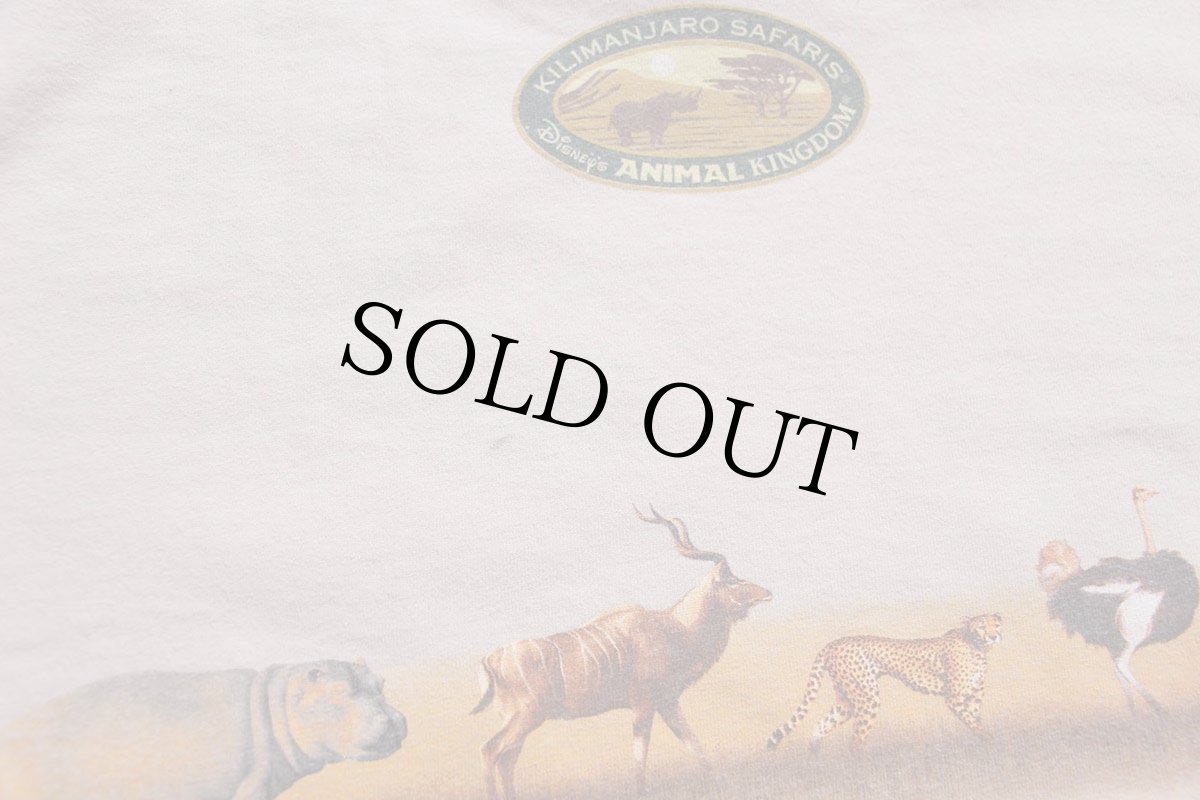 画像4: 00s Disneyディズニー ANIMAL KINGDOM KILIMANJARO SAFARIS 両面プリント コットンTシャツ ベージュ XL (4)