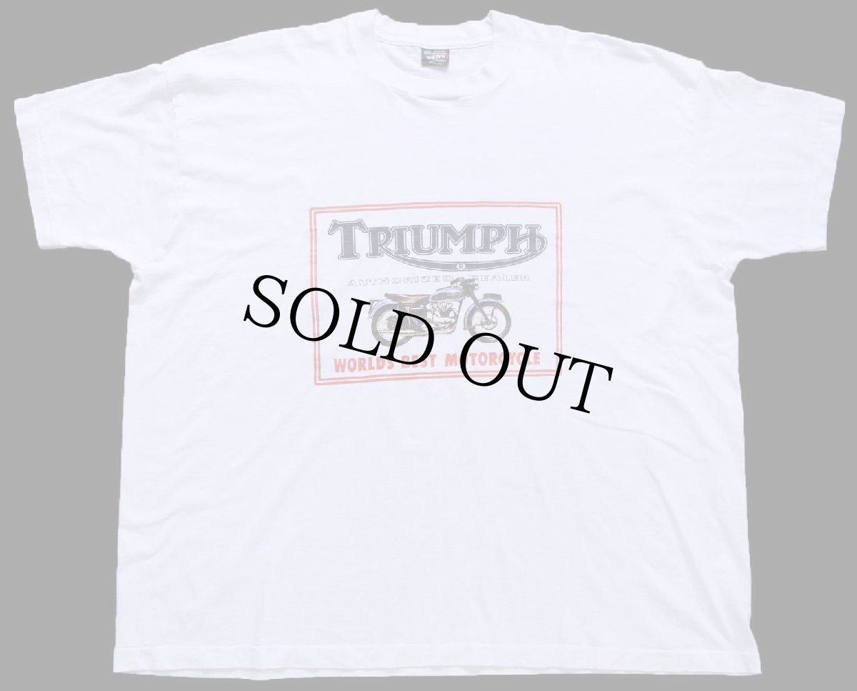 画像2: 90s USA製 TRIUMPHトライアンフ Norton BSA ロゴ 両面プリント Tシャツ 白 XXXL★特大 (2)