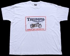 画像2: 90s USA製 TRIUMPHトライアンフ Norton BSA ロゴ 両面プリント Tシャツ 白 XXXL★特大 (2)