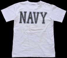画像3: USA製 UNITED STATES NAVY ロゴ 両面リフレクタープリント コットンTシャツ 白 S (3)