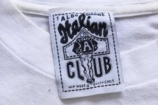 画像5: 90s USA製 italian club peace+love ピースマーク アート 蛍光プリント コットンTシャツ 白 M (5)