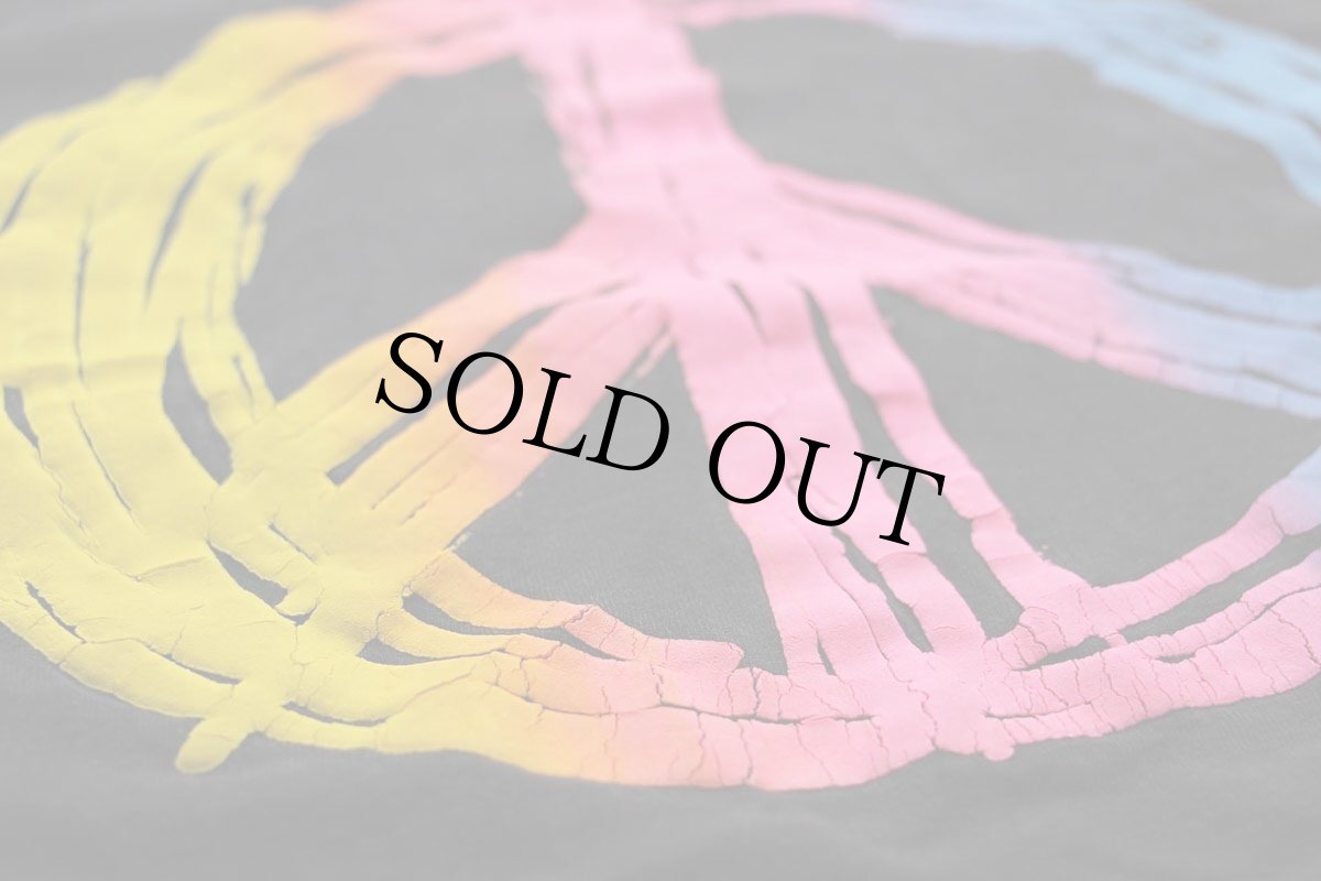 画像4: 90s ピースマーク アート 蛍光 発泡プリント コットン タンクトップ 黒 フェード (4)