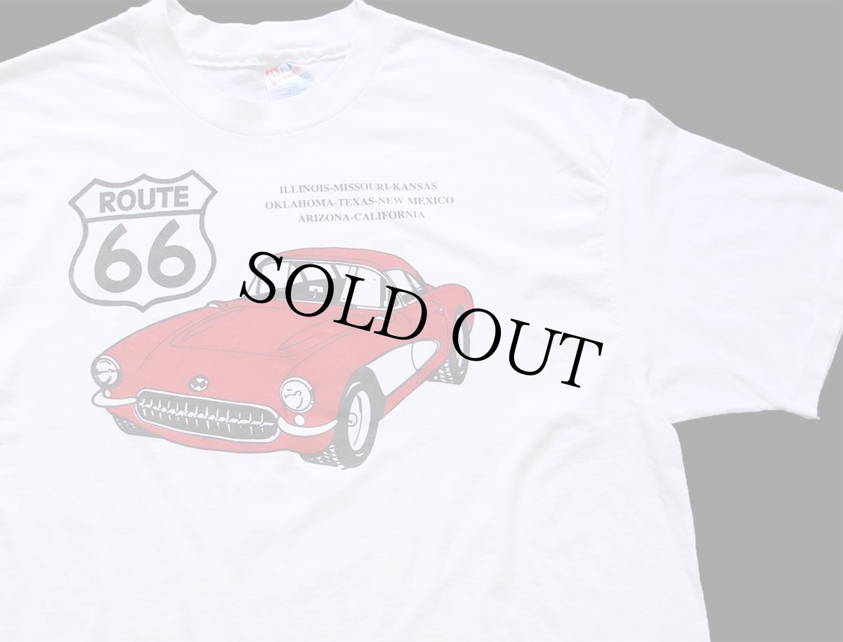 画像1: 90s USA製 Hanes ROUTE 66 Chevrolet Corvette シボレー コルベット Tシャツ 白 XL (1)