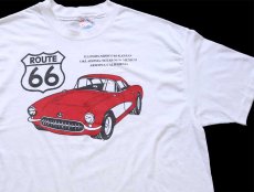 画像1: 90s USA製 Hanes ROUTE 66 Chevrolet Corvette シボレー コルベット Tシャツ 白 XL (1)