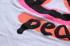画像4: 90s USA製 italian club peace+love ピースマーク アート 蛍光プリント コットンTシャツ 白 M (4)