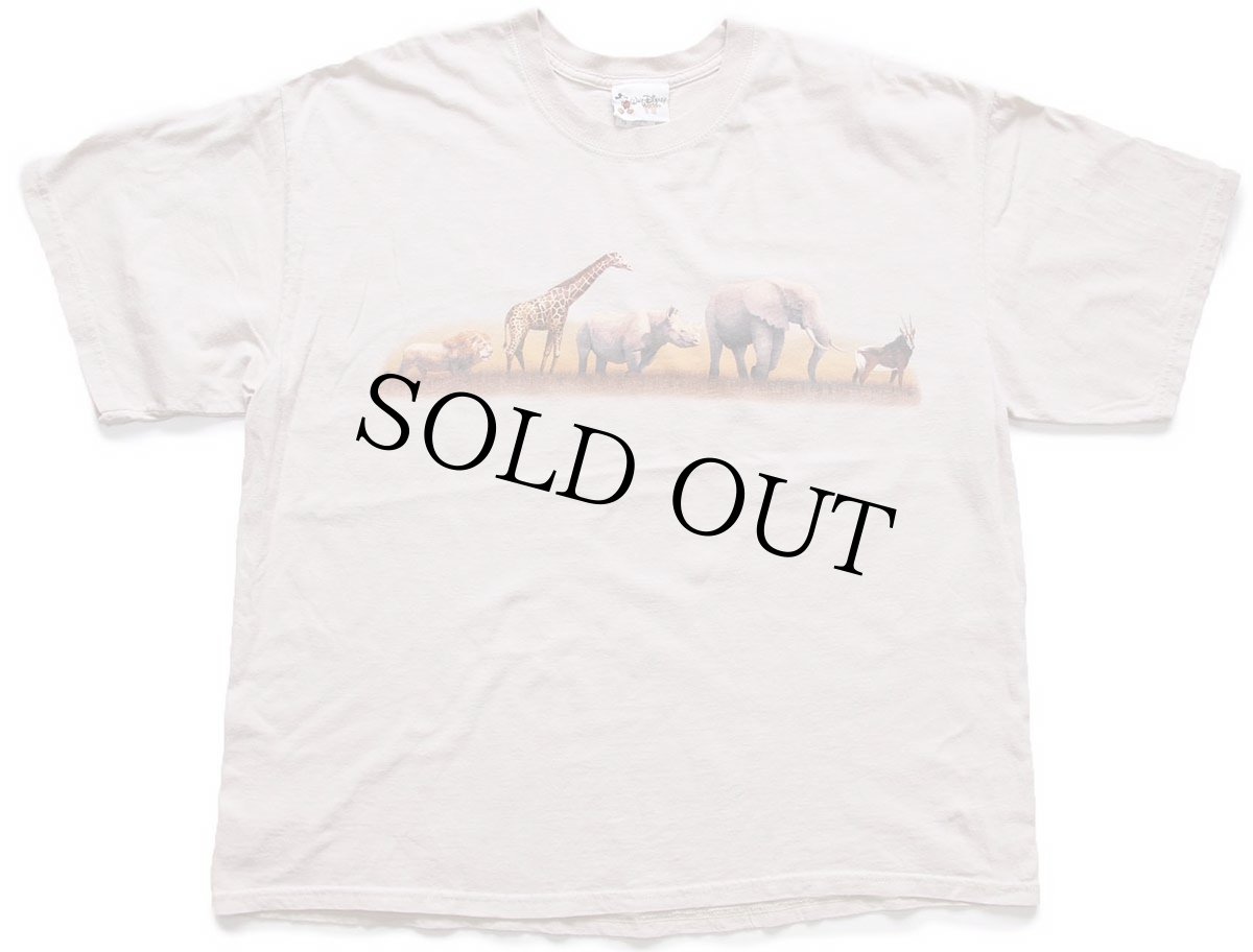 画像2: 00s Disneyディズニー ANIMAL KINGDOM KILIMANJARO SAFARIS 両面プリント コットンTシャツ ベージュ XL (2)